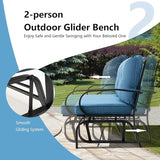 Giantex 2 Seats Glider Bench for Outside, Patio Glider Porch Loveseat w/Cushions & Powder Coated Steel Frame - Photo 4