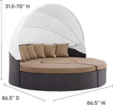 Modway Convene Wicker Rattan Outdoor Patio Retractable Canopy Round Poolside Sectional Sofa Daybed with Cushions in - Photo 2