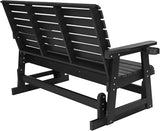 Poly Lumber Patio Glider with Cup Holders, High Backrest and Deep Contoured Seat, HIPS Material, All-Weather Resistant - Photo 9