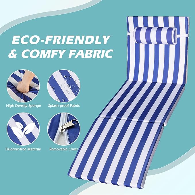 Chaise Lounge Chairs Outdoor Set of 4, Comfy Outside Wicker Patio Pool Lounge Chair w/ 5 Adjustable Back Angle - Photo 3