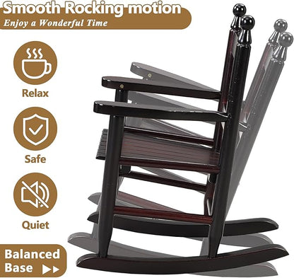 Toddler Rocking Chair for Kids Age 2-5, Hardwood Porch Rocker with Back Support & Armrest for Small Spaces Living Room Outdoor Garden, Easy Assembly (Espresso)