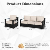 Outdoor Aluminum Furniture Set, 5-Piece Patio Conversation Set, 2 Swivel Chairs, 2 Sofa and 1 Fireplace - Photo 2