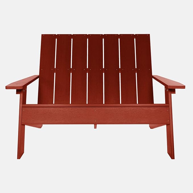 Highwood Italica Modern Outdoor Adirondack Loveseat, Rustic Red