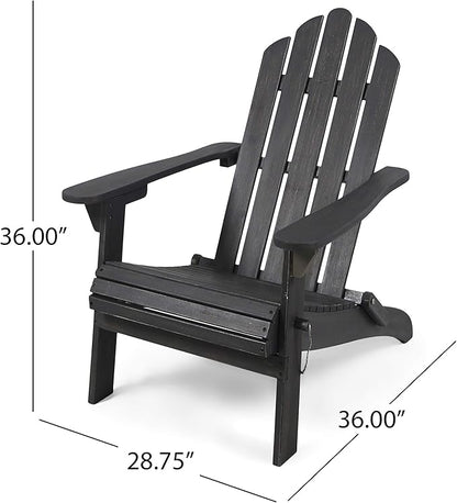 Christopher Knight Home Cara Outdoor Foldable Acacia Wood Adirondack Chair, Dark Gray Finish