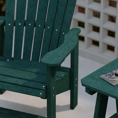 Wildridge Heritage Upright Adirondack Chair, Turf Green - Outdoor All-Weather Poly Furniture for Patio, Deck, Yard