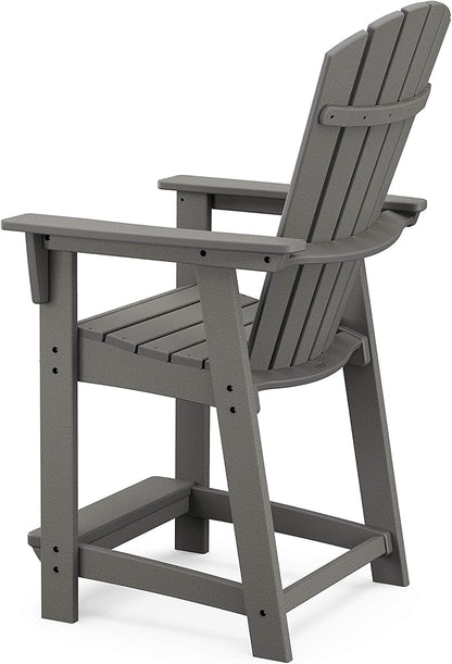 POLYWOOD® Nautical Curveback Adirondack Counter Chair in Slate Grey
