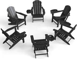 Adirondack Chair Set of 6, HDPE Folding Adirondack Chair with Multifunctional Cup Holder - Photo 1