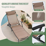 Nice C Patio Chaise Lounge with Wheel, Outdoor Lounge with Armrest for Pool, 5 Reclining Positions - Photo 5