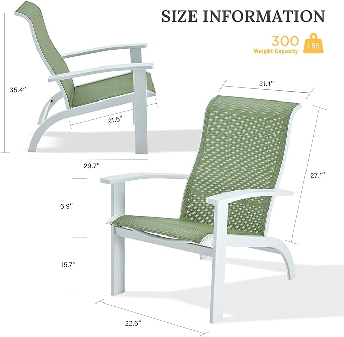 VICLLAX Outdoor Adirondack Chair, Patio Chair for Lawn Garden, All Weather Outdoor Lounge Chair, Green