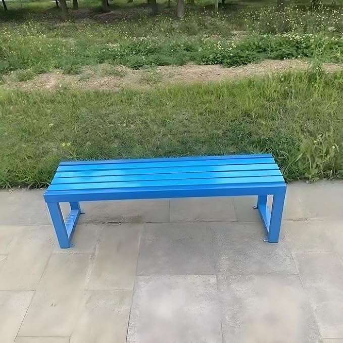 Weatherproof Metal Dining Bench, Outdoor Bench Backless Patio Bench 2-Person Farmhouse Bench Garden Bench for Kitchen, Living Room, Entryway(Blue,5.9ft)