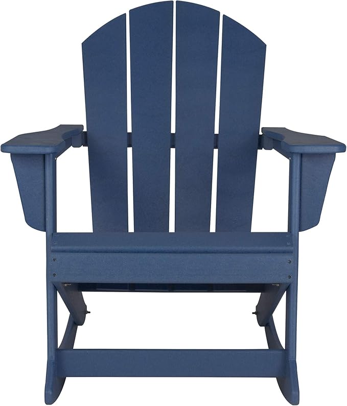 WO WESTIN OUTDOOR HDPE Laguna Outdoor Rocking Poly Adirondack Chair, Navy Blue