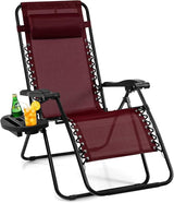 Giantex 2 PCS Zero Gravity Chair, Outdoor Chaise Lounge with Cup Holder - Photo 9