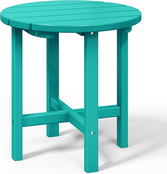 WestinTrends Dylan Adirondack Round Outdoor Side Table, Turquoise - Photo 4