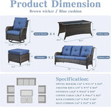 Belord 8 Piece Wicker Patio Furniture Set, Outdoor Swivel Rocker Chairs Set of 4 with Ottomans and Rattan Couch - Photo 2
