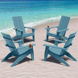 MXIMU Modern Adirondack Chairs Set of 4 Weather Resistant with Cup Holder Oversize Plastic Fire Pit Chairs Plastic - Photo 1