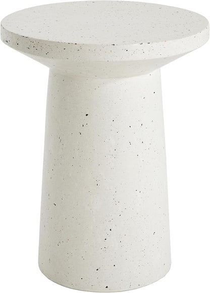 Christopher Knight Home Norvin Patio Lightweight Concrete Terrazzo Coffee Table, Indoor and Outdoor Table for Garden/Backyard/Poolside/Balcony Cafeteria, MGO Outdoor Side Table with No Assembly,White