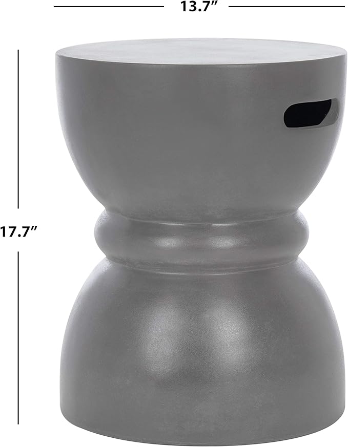 SAFAVIEH Outdoor Collection Haruki Modern Dark Grey Concrete Round Accent Table (Fully Assembled) - Photo 10