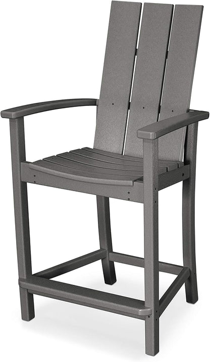 POLYWOOD® Modern Adirondack Counter Chair, Slate Grey