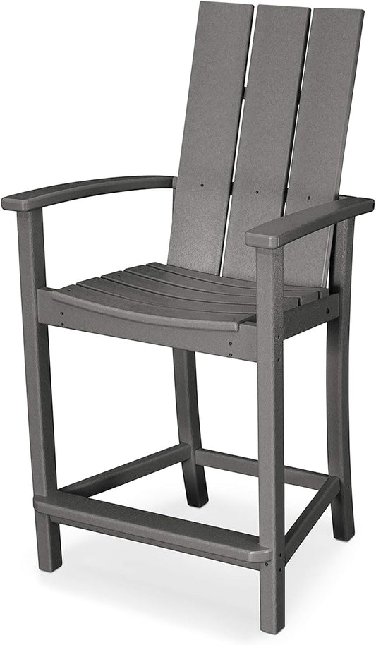POLYWOOD® Modern Adirondack Counter Chair, Slate Grey
