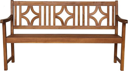 JONATHAN Y BNH100A Sloane 59.1" 3-Seat Ogee Diamond-Back 600-Lbs Support Acacia Wood Outdoor Garden Patio Bench for Garden, Lawn, Backyard, Pool, Deck, Beach, Firepit, Teak