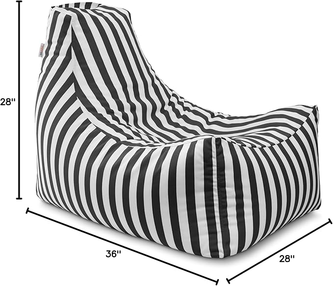 Jaxx Juniper Outdoor Bean Bag Patio Chair & Poolside Lounge, Black & White Striped