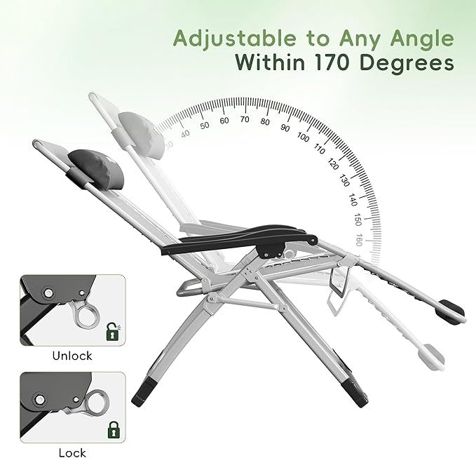 Amopatio Oversized Zero Gravity Padded Chair w/Removable Cushion&Headrest - Photo 6