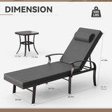 3 Pieces Patio Chaise Lounge Set Aluminum Outdoor Lounge Chair Adjustable Backrest Patio Chaise Lounge Chair Armrest - Photo 3