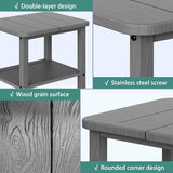 Patio Side Table, Outdoor HDPE Adirondack End Table for Patio,Outdoor Side Table for Backyard, Garden, Pool, Lawn,Grey - Photo 6