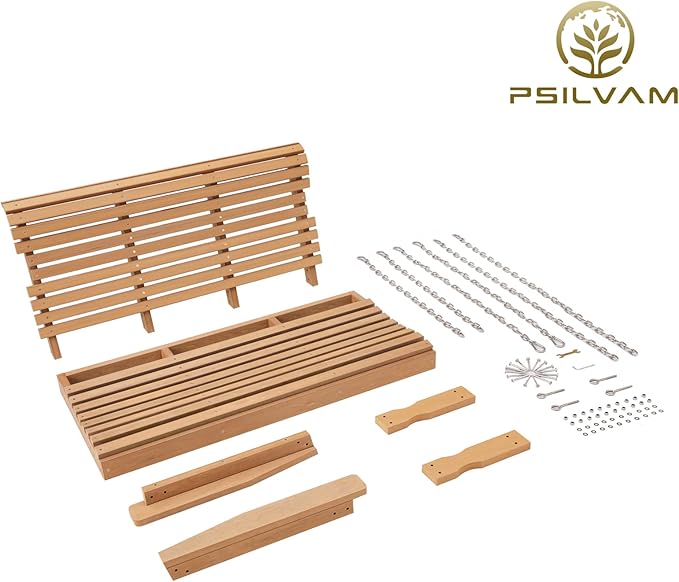 Psilvam Porch Swing, 2-Person Poly Lumber Outdoor Porch Swing, All-Weather Farmhouse Patio Swing That Never Rot and Fade - Photo 6