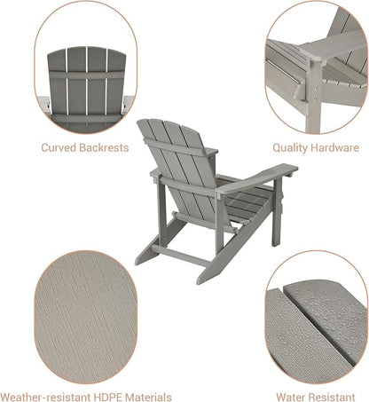 Adirondack Chairs, Plastic Adirondack Chairs Set of 2, All-Weather Resistant, Widely Used in Outdoor, Fire Pit, Deck, Outside, Garden