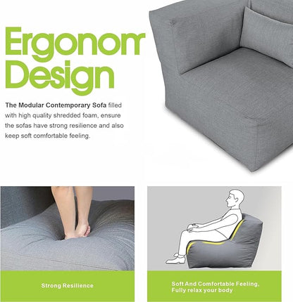Dineli Modern Arm-Rest Chair Coner Chair Outdoor Furniture Comfy Patio Couch Sofa Outdoor Bean Bag Chair Creating a Unique Patio Garden Modular Contemporary Sofa Lazy Sofa for Outside - Dark Gray | Dark Gray, Comfy Patio Couch, Modular, Contemporary, L...