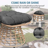 2 Pieces Swivel Outdoor Ottomans for Patio Foot Rest, PE Rattan Wicker Ottoman with Cushions - Photo 2