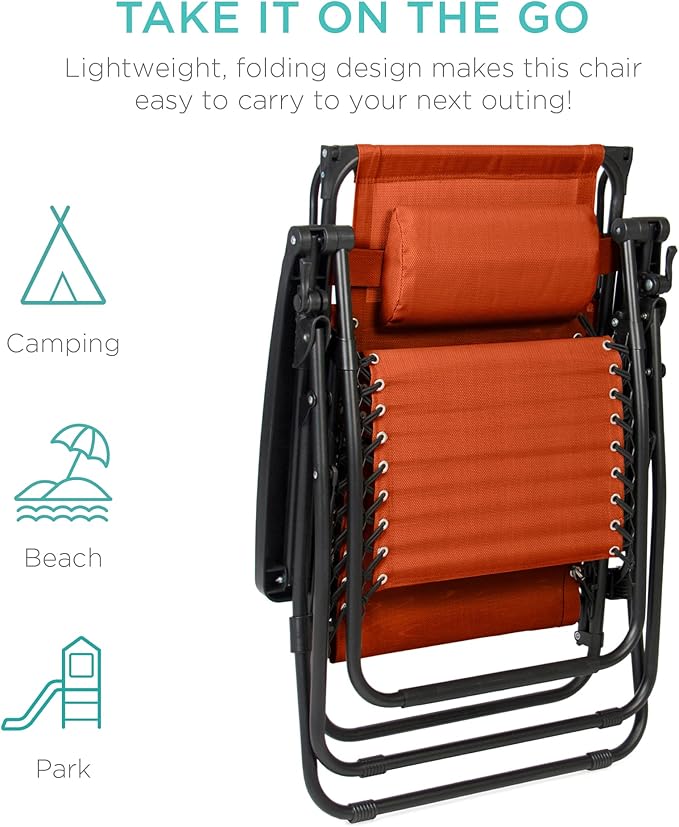 Best Choice Products Folding Zero Gravity Outdoor Recliner Patio Lounge Chair w/Adjustable Canopy Shade, Headrest - Photo 8