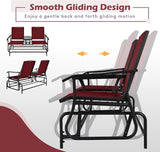 Tangkula 2 Person Swing Glider Chair, Patio Rocking Loveseat w/Center Tempered Glass Table - Photo 6