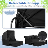 Tangkula Patio Rattan Daybed with Retractable Canopy, Outdoor Wicker Sunbed Lounger with 2 Foldable Side Tables - Photo 5