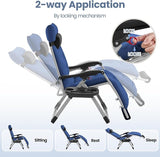 Yaheetech Zero Gravity Chair, Folding Reclining Lounge Recliner with Removable Pad & Headrest & Side Cup Holder Tray - Photo 8