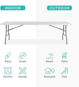 Best Choice Products 8ft Plastic Folding Table, Indoor Outdoor Heavy Duty Portable w/Handle, Lock for Picnic, Party - Photo 4