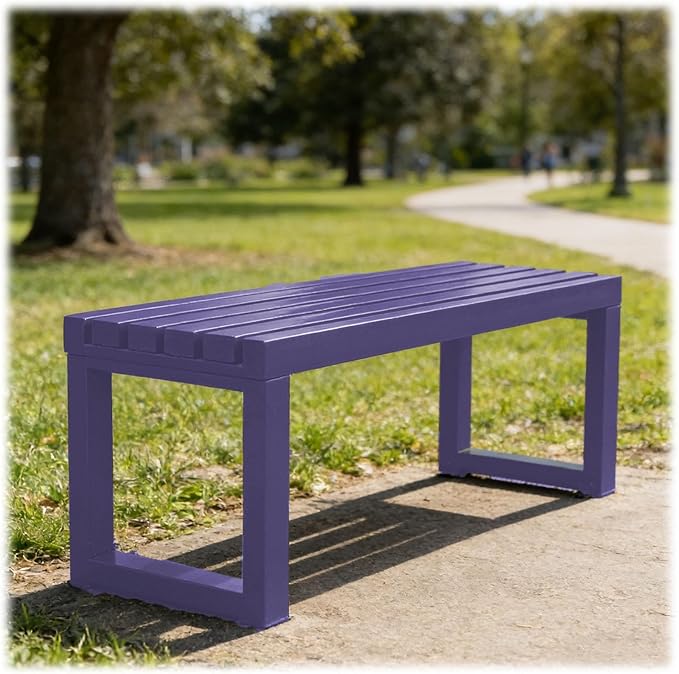 Outdoor Patio Furniture, Garden Bench Seat, Metal Porch Bench, Outdoor Benches Weatherproof 3.3ft 3.9ft 4.9ft 5.9ft Steel Outside Chair for Lawn Yard Work Entryway Outside Seating(Purple,5.9ft)