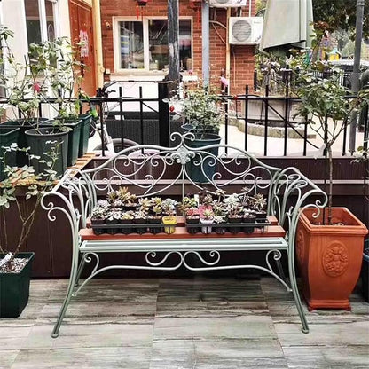 Outdoor Bench, Metal Garden Bench, Romance Two Seat Bench for Front Porch, Patio, Park and Yard(Black)
