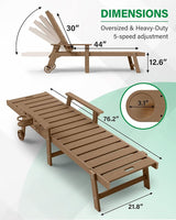 YEFU Lounge Chair Outdoor Set of 4: Outdoor Chaise Lounge with 5-Level Adjustable Backrest, Cup Holders & Wheels - Photo 3