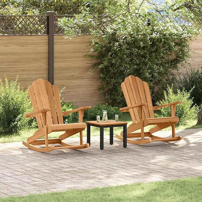 Adirondack Rocking Chair 2 pcs Brown 100 x 77 x 99 cm Solid Teak Wood Outdoor Furniture for Patio Garden Relaxation with Ergonomic Backrest