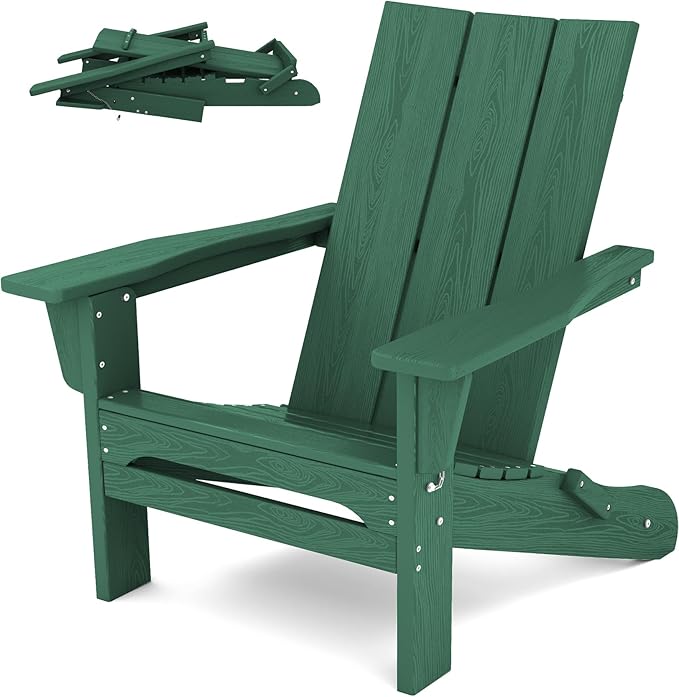 SERWALL Modern Folding Adirondack Chair Green