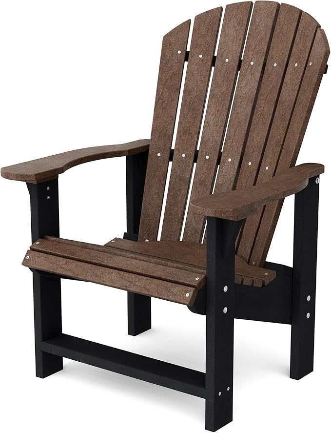 Wildridge Heritage Upright Adirondack Chair, Tudor Brown and Black - Outdoor All-Weather Poly Furniture for Patio, Deck, Yard