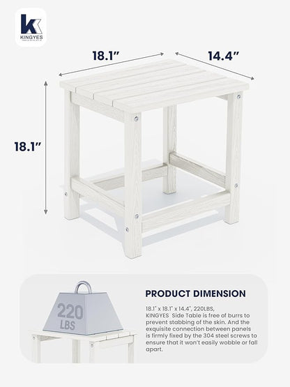 KINGYES Adirondack Outdoor Side Table, White
