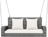 RELAX4LIFE 2-Person Porch Swing Bench - PE Rattan Outdoor Swing Chair with Comfortable Seat & Back Cushions - Photo 1
