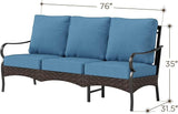 PHI VILLA Wicker & Metal Outdoor Patio Couch, 3-Seat Patio Sofa with Deep Seating for Front Porch, Deck, Balcony - Photo 2