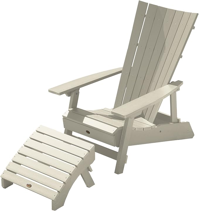 Highwood AD-KITADRI1-WAE Manhattan Beach Adirondack Chair with Ottoman, Whitewash