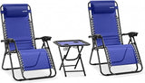 SereneLife Outdoor Zero Gravity Lounge Chair Set with Table – 2 Adjustable Recliners with Cup Holders, Headrest - Photo 1