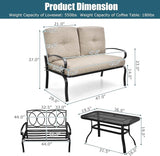 RELAX4LIFE Patio Loveseat with Coffee Table - 2-Piece Patio Conversation Sofa Set w/Backrest & Cushions - Photo 4