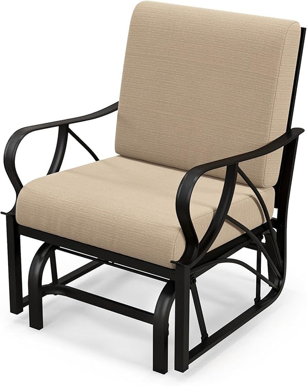 Tangkula Outdoor Patio Glider, Metal Framed Gliding Chair with Cushion - Photo 1